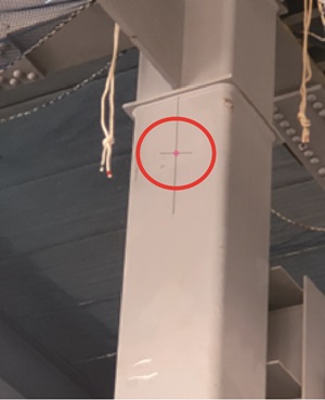 laser point exactly on a layout design on a pillar